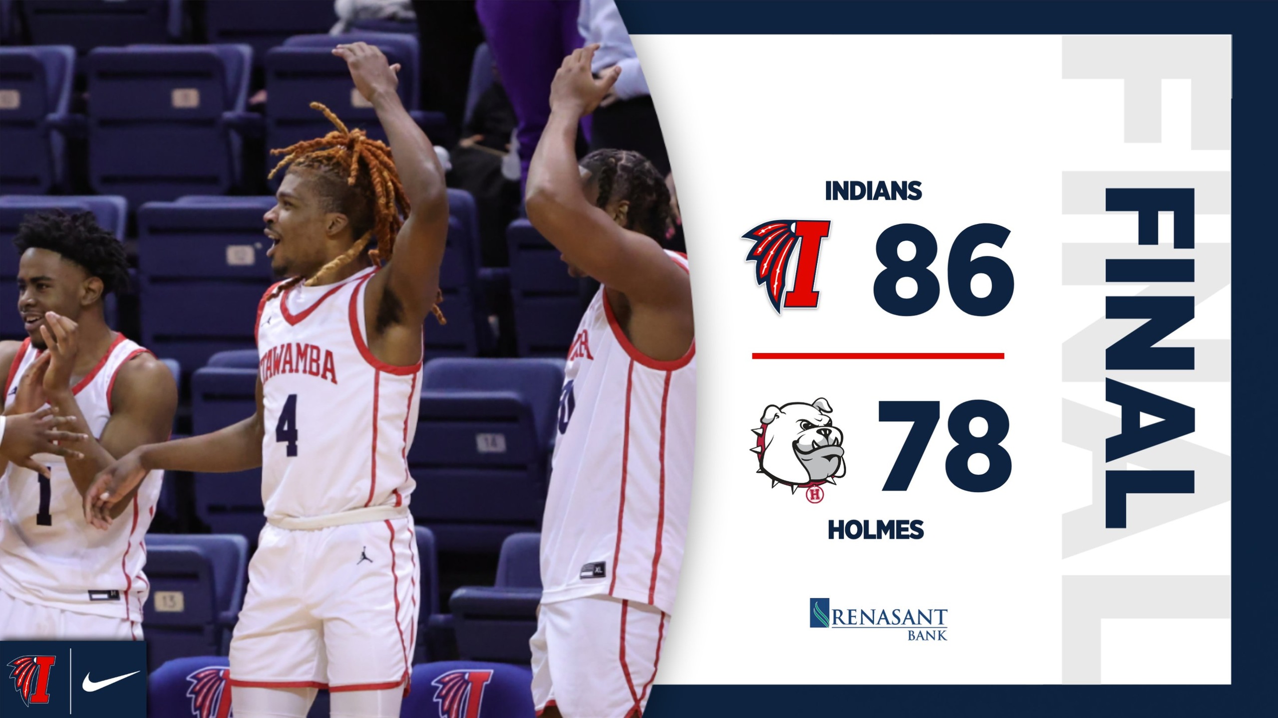 Indians defeat Holmes in double-overtime thriller, 86-78