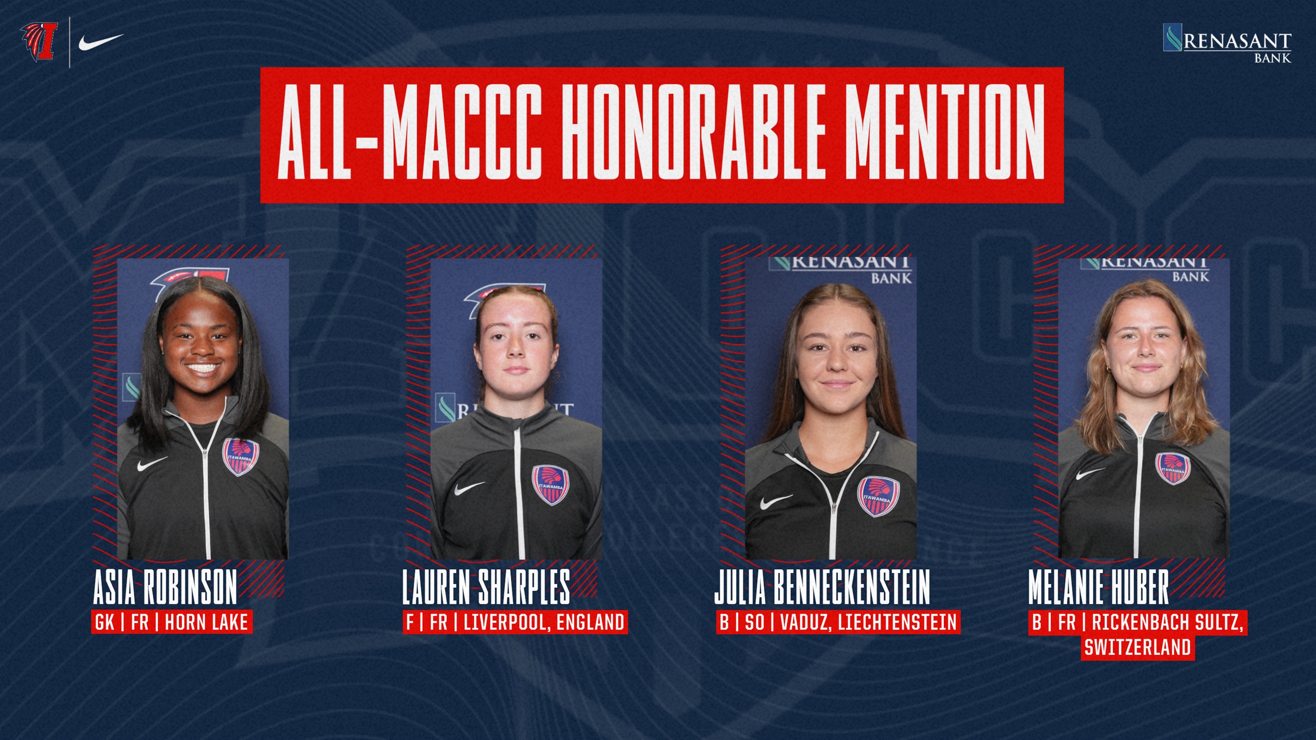 Four Lady Indians recognized in All-MACCC Honorable Mention