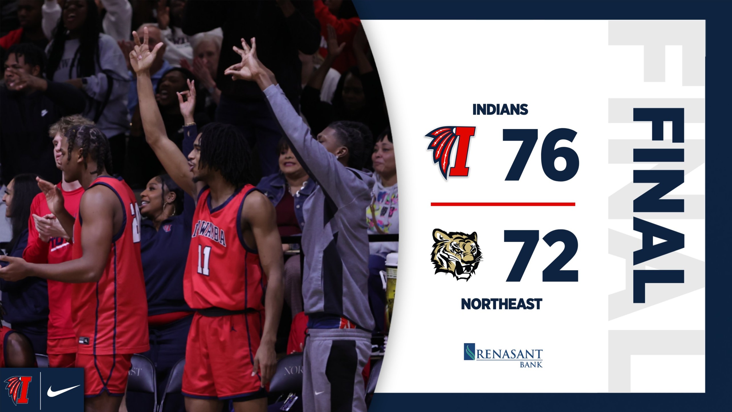 Indians earn road win over rival Northeast, 76-72