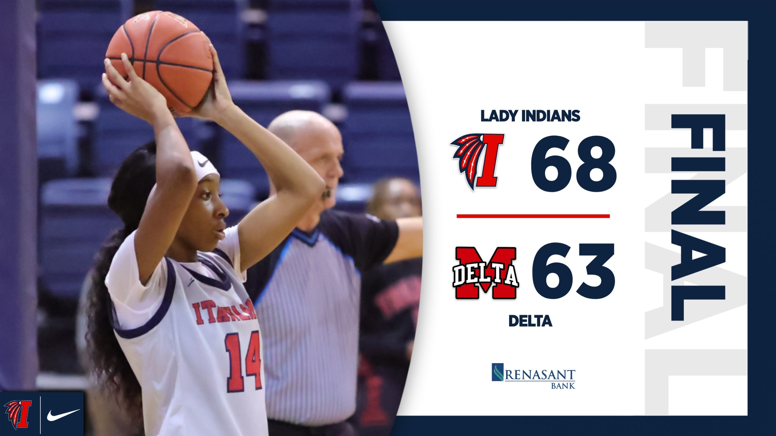 Lady Indians earn hard-fought victory over Delta, 68-63