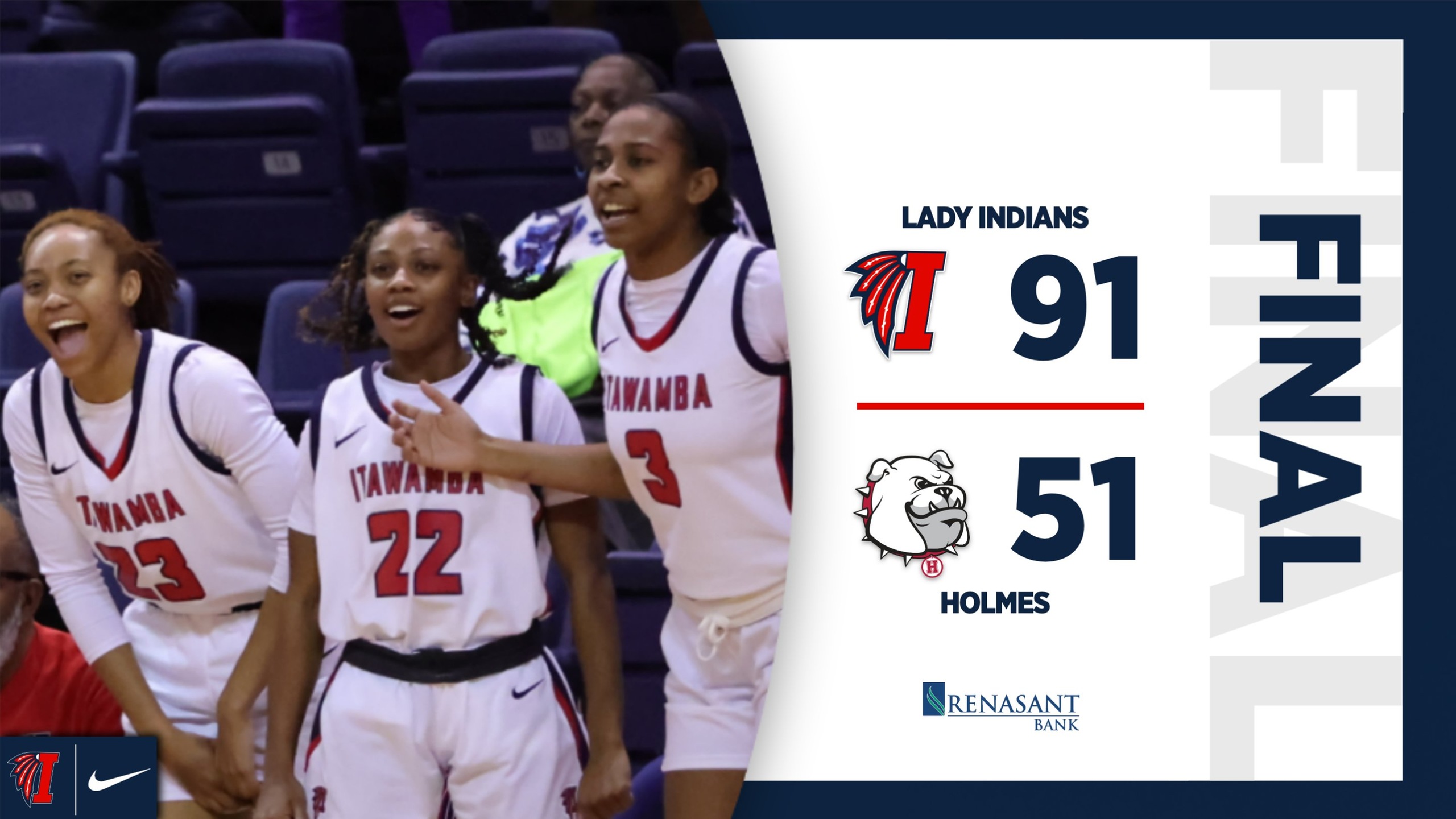 Lady Indians take care of Holmes, 91-51